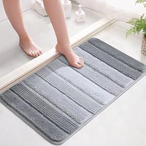 Kmson Ombre Chenille Bathroom Rugs Mat, 17"x24" Non-Slip Bath Mat for Bathroom Floor & Bathtub, Ultra Soft Washable Shaggy Bath Rugs, Fluffy Thick Water Absorbent Microfiber Shower Mat Green