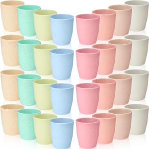 Patelai 80 Pcs Wheat Straw Reusable Cups 10 oz Unbreakable Plastic Drinking Cup Dishwasher Safe Cup Tumblers Chip Resistant Tumbler for Camping Dishwasher Kitchen(10 Colors)
