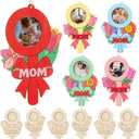 Geelin 12 Pcs Birthday Gifts for Mom Wood Unfinished DIY Picture Frame Crafts Color Your Own Photo Frames for Classroom Art Activity Mom Gifts(Bouquet Shaped)