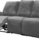 NORTHERN BROTHERS Velvet 8 Pieces Recliner Sofa Covers 3 Seater, Stretch Recliner Couch Cover for Reclining Couch, Thick Soft Reclining Couch Cover Washable for Kids, Light Grey