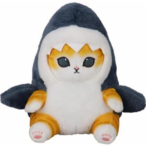 Shark Cat Plush Toy, Cute Fried Shrimp Shark Stuffed Animals Doll, Kawaii Shark Cat Plush Pillow Toy Birthday for Kids Boys Girls (Blue, 8inch)