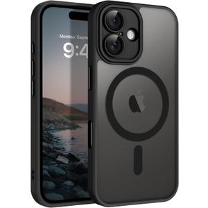 BENTOBEN Compatible with iPhone 16 Case, Upgraded [Full Camera Protection] [Compatible with Magsafe] [Translucent Matte] Shockproof Protective Cover Phone Case for iPhone 16 6.1 Inch, Black