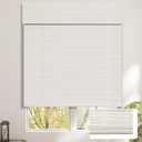 SEEYE Cordless Bamboo Blinds Shades, Light Filtering Bamboo Roller Shades Natural Roman Blind Shade, Roll Up Blind for Windows, Easy to Install for Door, Bedroom, 35" W x 64" H, White