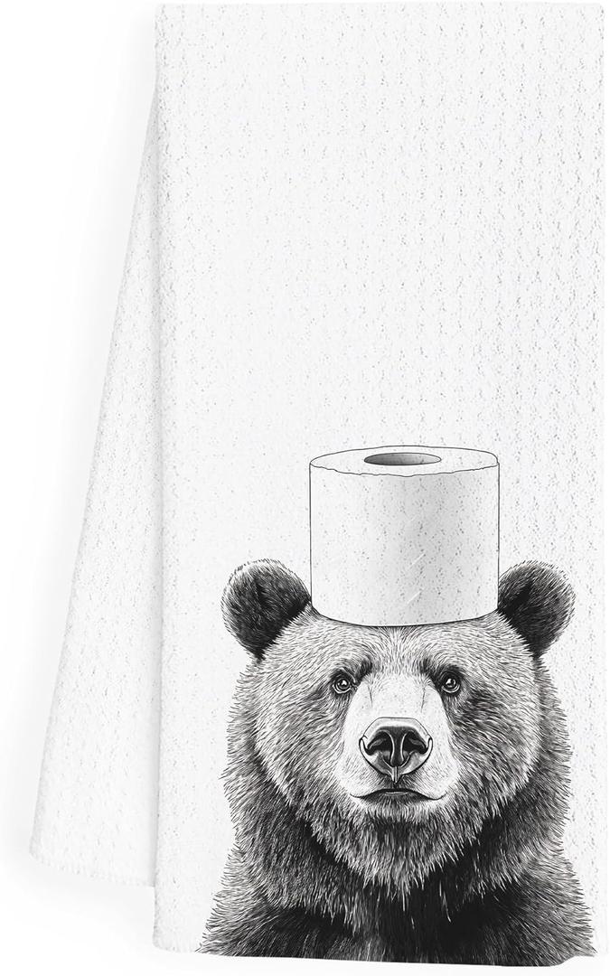 Bear Gift Hand Towels for Bathroom, Bear Decor Hand Towel, Kids Cute Animal Room Decor, Decorative Towels for Bathroom,16x24 Inch