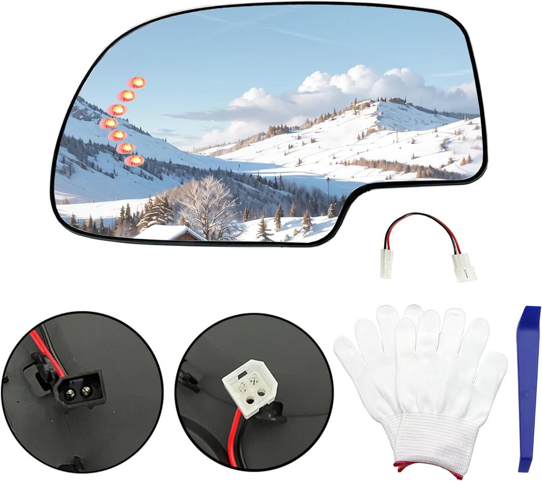 Left Driver Side Mirror Replacement For 03-07 Chevy Silverado,Cadillac,Gmc Sierra,Yukon 2003 2004 2005 2006 2007 With Heated,Rear Holder &Led Turn Signal,Truck Mirrors