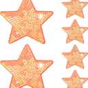 M METERXITY 6-Pack Sequin Star Iron Patches, 4.9x4.9in/12.5x12.5cm Colorful Shiny Patches Embroidery for Clothes/Hats/Bags/DIY/Repair Hole, Glitter Star Applique Sewing Patch [Orange]