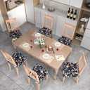 Stretch Dining Chair Seat Covers Set of 4,Dining Chair Slipcovers, Floral Printed Chair Covers,Soft Fabric Washable Upholstered Chair Seat Protector, No Rear Covers for Home Kitchen Dining Room (A-vintage Yellow Roses)