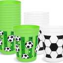 Whaline 24 Pcs Soccer Plastic Cups Sports Soccer Ball Disposable Cups 16 oz Party Drinkware for Birthday Sports Party Supplies, 2 Designs