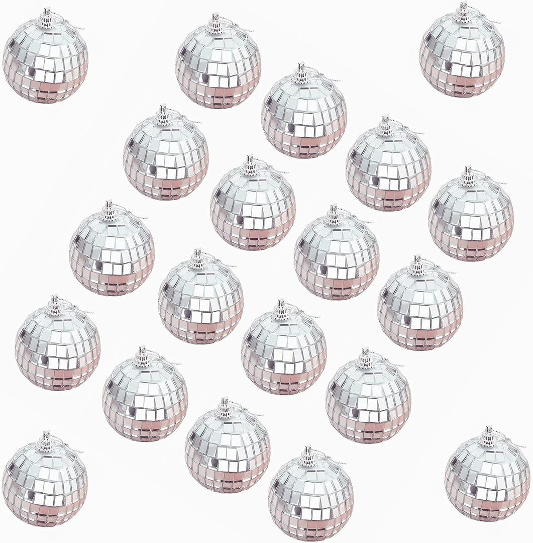 24 Pcs 2 inch Mirror Balls Disco Ball Ornaments for Christmas Tree Wedding Birthday Party Favor 24 Pcs 2 inch Mirror Balls Disco Ball Ornaments for Christmas Tree Wedding Birthday Party Favor