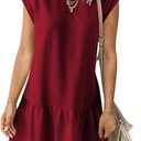 BLENCOT Womens Summer Dresses Casual Cap Sleeve Spring Ruffle Mini Sporty Sweatshirt Trendy Tshirt Dress (XL)