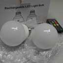 Rechargeable Light Bulb with Remote - E26 2Pack 5W 350LM Dimmable Detachable LED Bulb 3 Color Temperature Options & 3 Timer, 2000mAh Battery Operated Magnetic Bulbs, Bulbs for Non-Hardwired Fixture