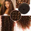 Bundle Human Hair 22 Inch Jerry Curly Wave Human Hair Single Bundle 100g/Pc P4/27 Kinky Curly Wave Bundles Brazilian Quick Weave Sewn In Hair for Black Women