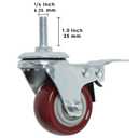 Finnhomy Swivel Caster Wheels 2 Inch Heavy Duty Threaded Stem Casters 1/4" - 20 x 1 with Brake Set of 4 for Wire Shelves Wheels PU Load Bearing 800 Lbs Anti-wear Smooth Casters, Red