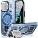 Camera Stand Case for iPhone 12 Pro Max, [Compatible with MagSafe] [Lens Cover] 2024 Version Military Grade Protective Soft Case for iPhone 12 Pro Max 6.7 inch Men Women, Blue