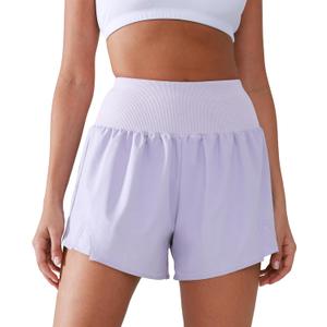 Women's High Waisted Running Shorts with Spandex, Athletic Shorts for Women Light and Airy with Wind-Resistant Fabric (Purple, M)