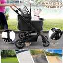 Bicystar Pet Stroller for Medium Dogs, Smooth-Ride Dog Stroller with Detachable Carrier, Rubber Wheels, Car Seat Combo 3-in-1, Up to 50 lbs, for Senior Dogs & Cats, Black
