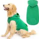 EXPAWLORER Dog Hoodie Fleece Sweater Vest, Hooded Dog Sweatshirt Fall Winter Pet Clothes with Leash Hole, Sleeveless Warm Cozy Puppy Clothing for Cat Small Medium Large Dogs Girl Boy, Green L