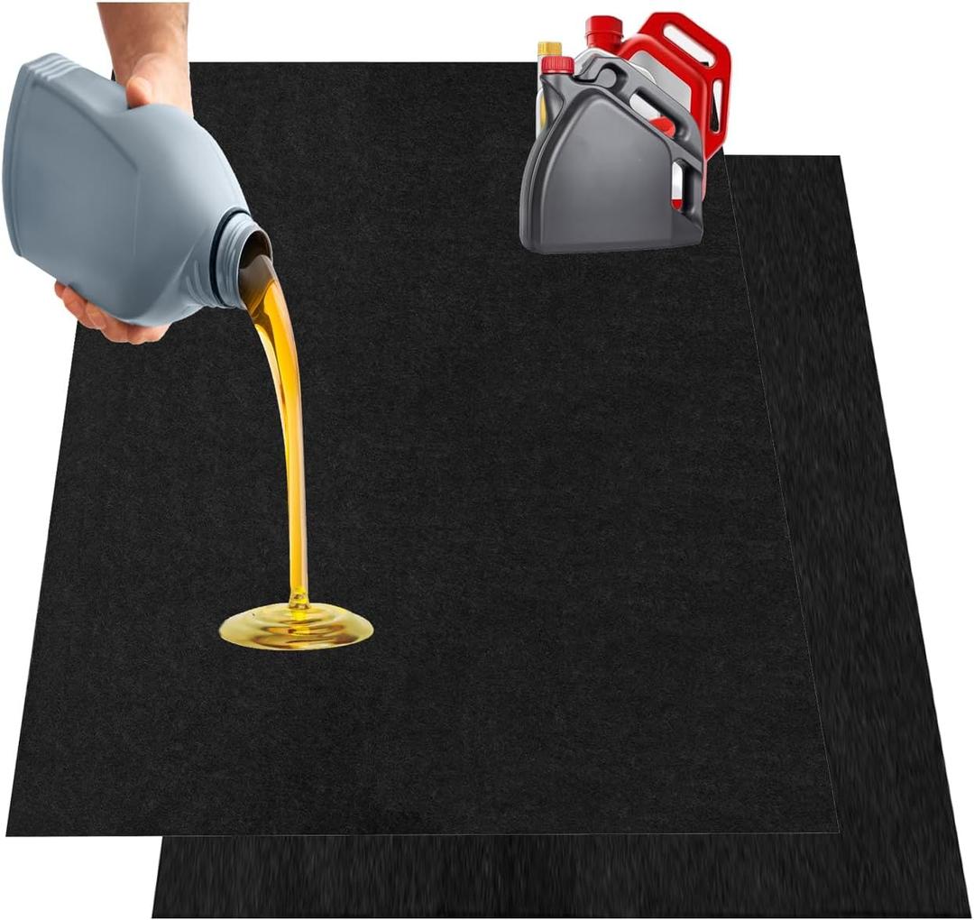 Oil Spill Mat, 36 * 60in Garage Floor Mat for Under Car, Absorbent Oil Pad, Waterproof Backing Protects Floor(2 Pack) (3' x 5' (Rectangular), Dark Gray)