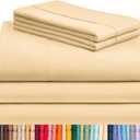 LuxClub 5 PC Sheet Set Bed Sheets Deep Pockets 18" Eco Friendly Wrinkle Free Cooling Machine Washable Hotel Bedding Silky Soft - Butter Split King