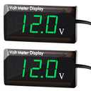 2 Pieces DC 4 to 28V Car Digital Voltmeter 12V Voltage Meter Car Audio Gauge LED Display 12V Waterproof Voltage Gauge Meter for Motorcycle(Green Light)