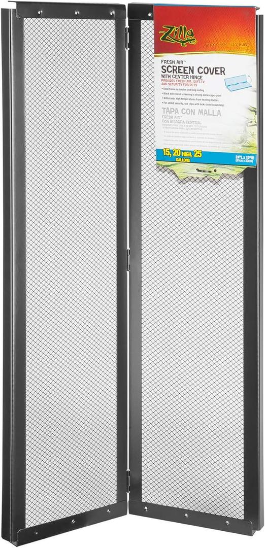 Zilla Screen Cover with Center Hinge for Reptiles, 24" x 12"