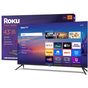 Roku Smart TV  43-Inch Select Series, 4K HDR TV  RokuTV with Enhanced Voice Remote  Flat Screen LED Television with Wi-Fi for Streaming Live Local News, Sports, Family Entertainment