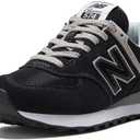 New Balance Women's 574 Core Sneaker, Black/NB White, 7 B