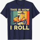 Funny Scooter Design for Men Women Motor Motorcycle Lovers T-Shirt (Blue, L)