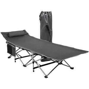 Zone Tech Folding Outdoor Travel Cot-Classic Grey Premium Quality Lightweight Portable Heavy Duty Adult and Kids Travel Cot with Large Pocket-Perfect for Hiking, Camping, and Outdoor Activity