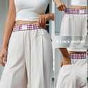 Wide Leg Slacks Pants for Women Pull on High Waisted Business Trousers with 3 Pockets for Casual Office Wear (S)