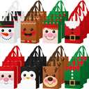 Clysee 24 Pcs Christmas Gift Bags with Handles 10 x 8 x 4 Inch Reusable Multifunctional Non Woven Christmas Gift Doll Bags Wrapping Xmas Party Favors for Holiday Xmas Gifts