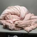 BEDELITE Fleece Queen Comforter Set -Super Soft & Warm Fluffy Pink Bedding, Luxury Fuzzy Heavy Bed Set for Winter with 2 Pillow Cases