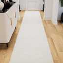 Ottomanson Shag Hallway Runner Rug 2'7" x 12' – Soft Non-Slip Plush Rug, Dense Pile Carpet for Entryway, Kitchen & Long Hallways in Apartments and Homes, White