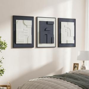 JACUKO Large Wall Art 3D Textured Modern Abstract 3-Piece 16x24 Inch, 16"W x 24"H x 3Pcs