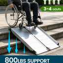 HOMDABO Wheelchair Ramp - 6FT Portable Folding Threshold Wheel Chair Ramp - Non-Skid Aluminum Handicap Ramps for Home Steps, Stairs, Entry, 800LBS Capacity, HDB-439E