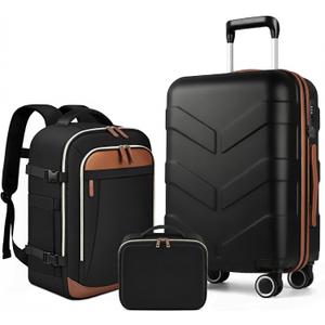 TILYMOL Hardside Carry On Luggage 22x14x9 Airline Approved with Spinner Wheels, Lightweight 20-inch Carry-On Suitcase for Men & Women, Black