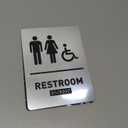 All Gender Bathroom Sign Unisex and Handicap Braille Restroom Sign by Ada Compliant Wheelchair Bathroom Sign Raised Icons Grade 2 Braille Modern Restroom Signs for Business (2 Pieces)