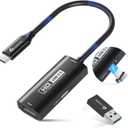 Guermok USB3.0 Video Capture Card with PD 100W, 1080P@60FPS HDMI to USB-A/C Capture Card with Type C Adapter, Streaming Devices for Oculus/Quest 3/ iPad/MacOS/Switch/ PS4 5, Black