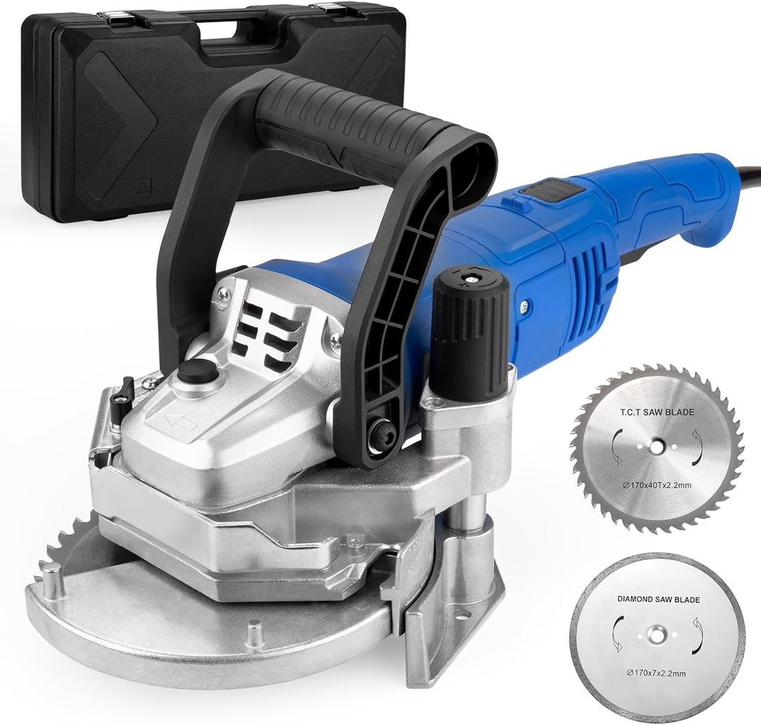 Heavy-Duty Undercut Saw Jamb Saw Kit 1800W 2.5HP 120V 60Hz, with Two 6.5" Alloy Blade (Wood) and One Diamond Blade (Tiles and Masonary), 13ft Cord, Model EUS1800