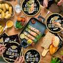 Class of 2026 Graduation Party Supplies - Serve 16 with Black and Gold Graduation Decorations Disposable Paper Plates and Napkins Set, for Congrats Grad Decorations and Favors