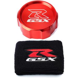 MOWOK For Suzuki GSX-R Gsxr 600 750 1000 GSX-R750 gsx-r600 gsxr1000 Motorcycle CNC aluminium alloy Front Brake Fluid Reservoir Protection Cover and Reservoir cap sock (Red)