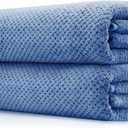 2 Pack Bath Towel Set 35" x 70", Extra Large Waffle Bath Towel Set, Microfiber Super Soft Highly Absorbent, Sturdy Quick Drying Towels for Bathroom, Gym, Sports, Yoga (2PCS Light Blue)
