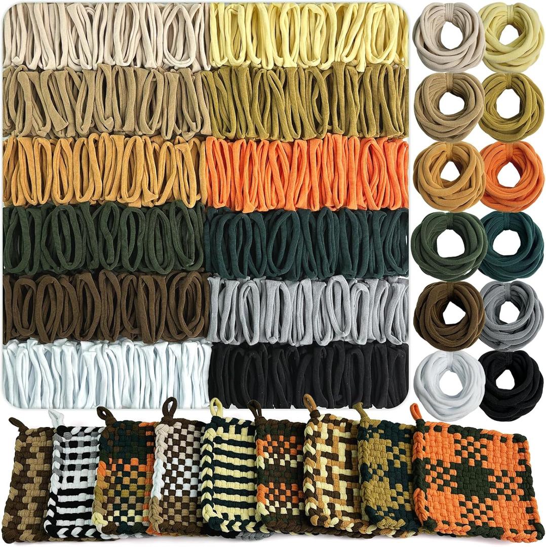 UCDRMA Loom Loops Refill for Potholder Weaving Loom Kit, 576PCS in 12 Maillard Colors Weaving Loom Refill Loops for 7in Loom to Make 16 Potholders, Stretchy Pot Holder Loop Nylon Craft Bands Set