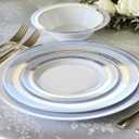 " OCCASIONS " 40 Piece Chargers pack Wedding Party 12'' Disposable Plastic Charger Plates/Chargers (Ritz Blue & Gold)