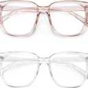 PANNER Oversized Square Blue Light Blocking Glasses for Women Men Anti Glare Reduce Eyestrain Computer Glasses (Clear+apricot)