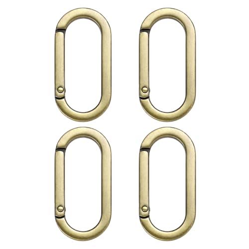 uxcell 4Pcs 1.4 Inch Oval Spring Ring Clips, Zinc Alloy Snap Hooks O Ring, Purse Hardware Replacement for Backpack Wallet Keys Bag Strap and Craft Projects, Bronze