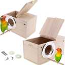 Hamiledyi 2PCS Parakeet Nesting Box Bird House Bird Nest Wood Breeding Box Parrot Mating Box for Parrot Lovebirds Cockatiel Conure Cockatoo Budgie Finch CanaryStyle A