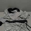Fisoew Womens Striped 2 Piece Outfits Casual Sweatshirt Skirt Set Long Sleeve Skort Workout Set Matching Lounge Sets (Small, Black)