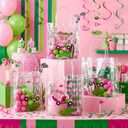 Sweetude 24 Pieces Golf Gift Goodie Bags with Handles 8x8x3.15 Inch Pink and Green PVC Golf Theme Party Favor Clear Treat Bags Bulk for Sports Party Competition Team Birthday Gifts