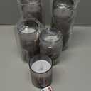 Homemory Gray Flickering Flameless Candles, Battery Operated Acrylic LED Pillar Candles with Remote Control and Timer, Halloween Decor, Set of 5